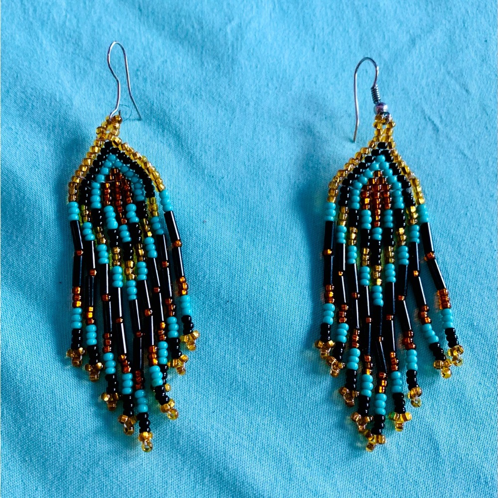 (SOLD) Beaded Chandelier Earrings